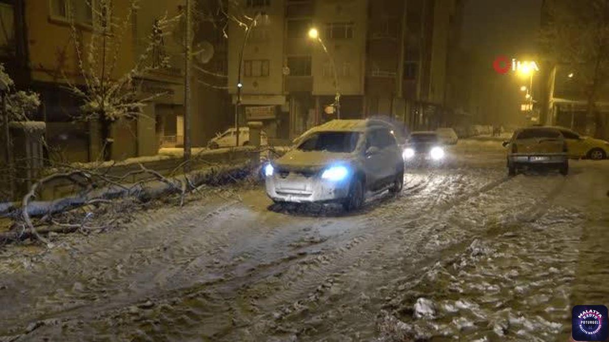 Malatya’da yoğun kar yağışı ağaçları devirdi